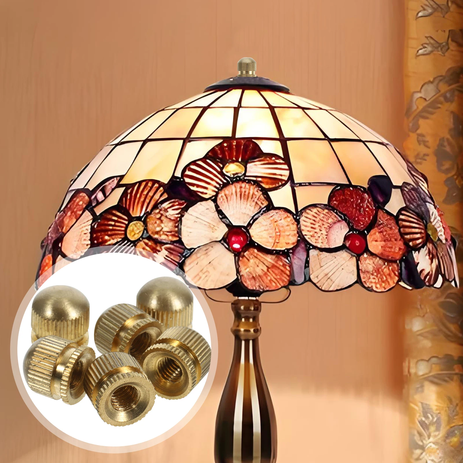 

6pcs Copper Lamp Accessories M5 Screw Nuts Pendant Lights Ceiling Fixture Hardware Cap Parts Metal Light Screw Nuts Brass Lamp