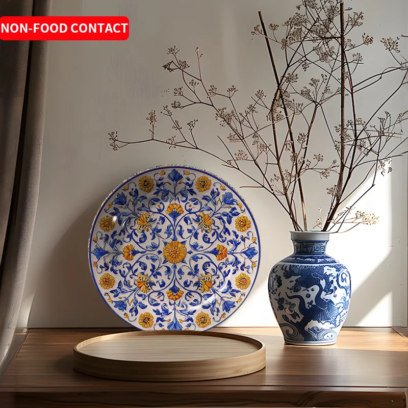 Exquisite Floral Ceramic Decorative Plate, Hand-Painted Art Plate, for Home Wall Decor Piece, Non-Food Contact Item Suitable