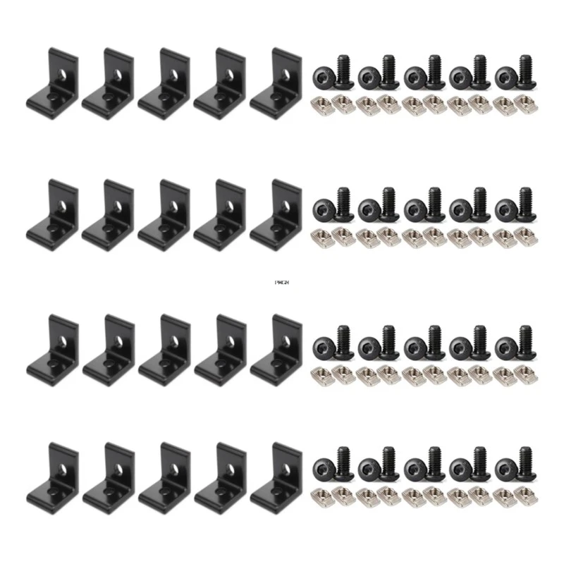 2020 Aluminium Extrusie T V Slot Hoekbeugel 20S Geëxtrudeerde Haakse Connector Met Schroeven Voor 2020 2040 Aluminium Profiel
