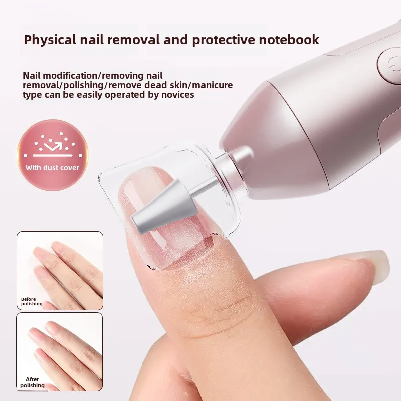مزيل طلاء الأظافر الكهربائي المحمول، شاشة LED، ماكينة طحن وتلميع مانيكير، شحن من النوع C للاستخدام المنزلي