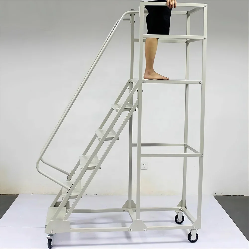 FBD Customized Steel Metal Step Ladder Movable Platform Ladder 1.5m 2.0m 2.5m 3.0m 3.5m 4.0m 4.5m Climbing Ladder