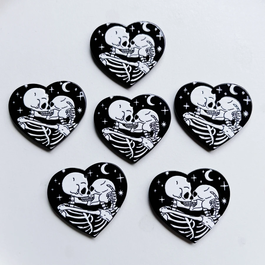 New fashion 36mm Love Skull resin flat back decoration diy jewelry earrings charm decorative accessories 10pcs/lot