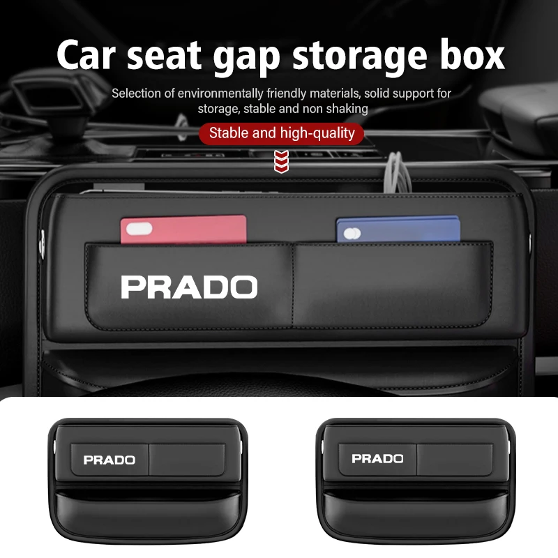 Car Seat Side Crevice Filler Leather Multi-Pocket Storage Box For Toyota Prado 90 120 150 J90 J120 J150 LC90 LC150 2015 2016