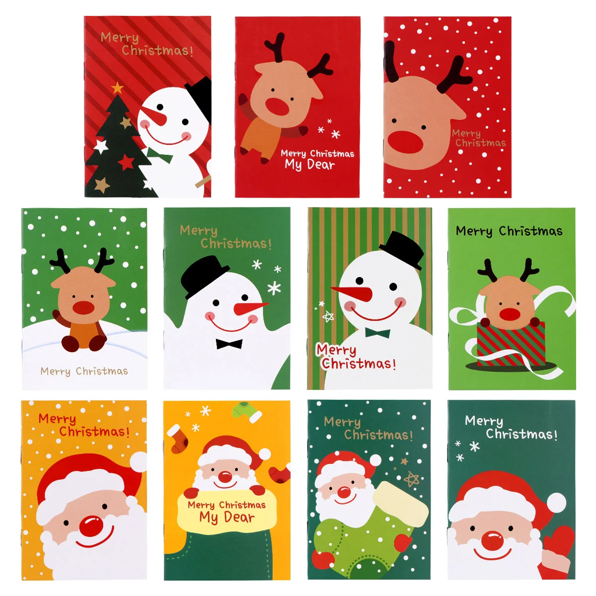 High Capacity Mother Christmas Party Favors Holiday Pocket Notebook Cartoon Treat Bags Snowman Deer