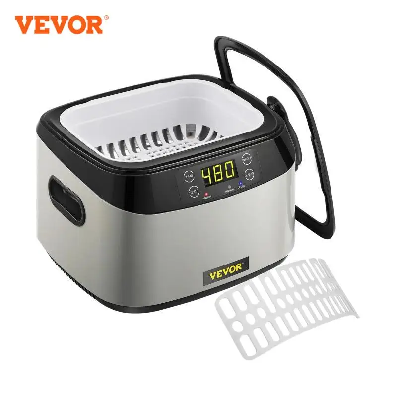 VEVOR 1.2L Máy Đo 40KHz Siêu Âm Nhựa ABS & Inox 304 Có Hẹn Giờ Cho Hoa Quả Trang Sức Kính Đồng Hồ