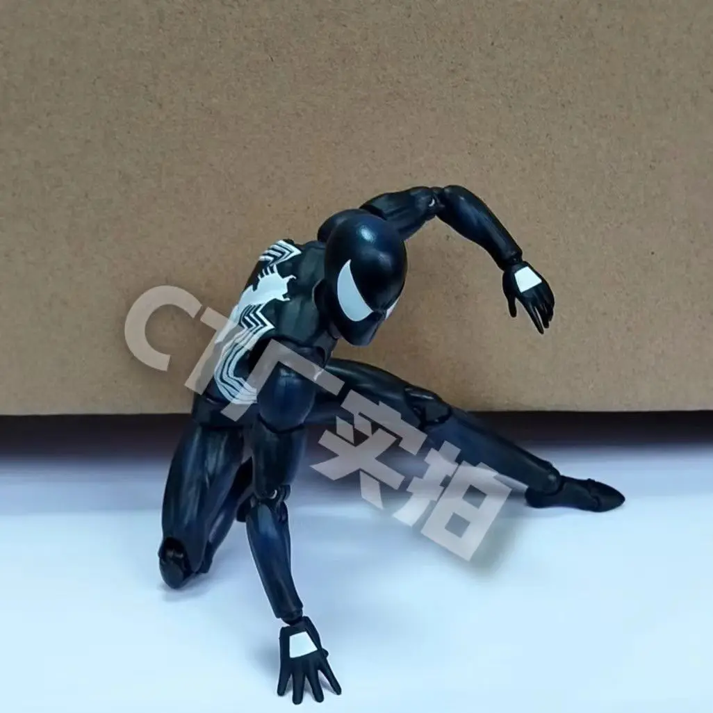 Mainan figur aksi Anime The Amazing Spider-Man Mafex 147 S.H.Figuarts Spider Man Ct 1/12 Venom symbiotik 6 "tokoh aksi