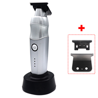 Professional Men's Hair Clipper DLC T-Blade Full Metal with Base Charger Zero Gapped Low Noise Hair Trimmer Finishing Machine