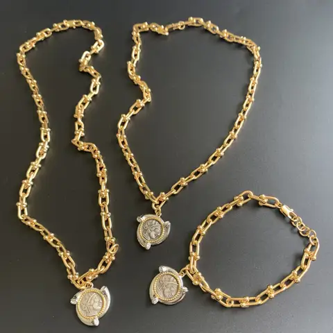 Original retro Greek goddess Athena relief figure ancient coins to make old necklace bracelet set