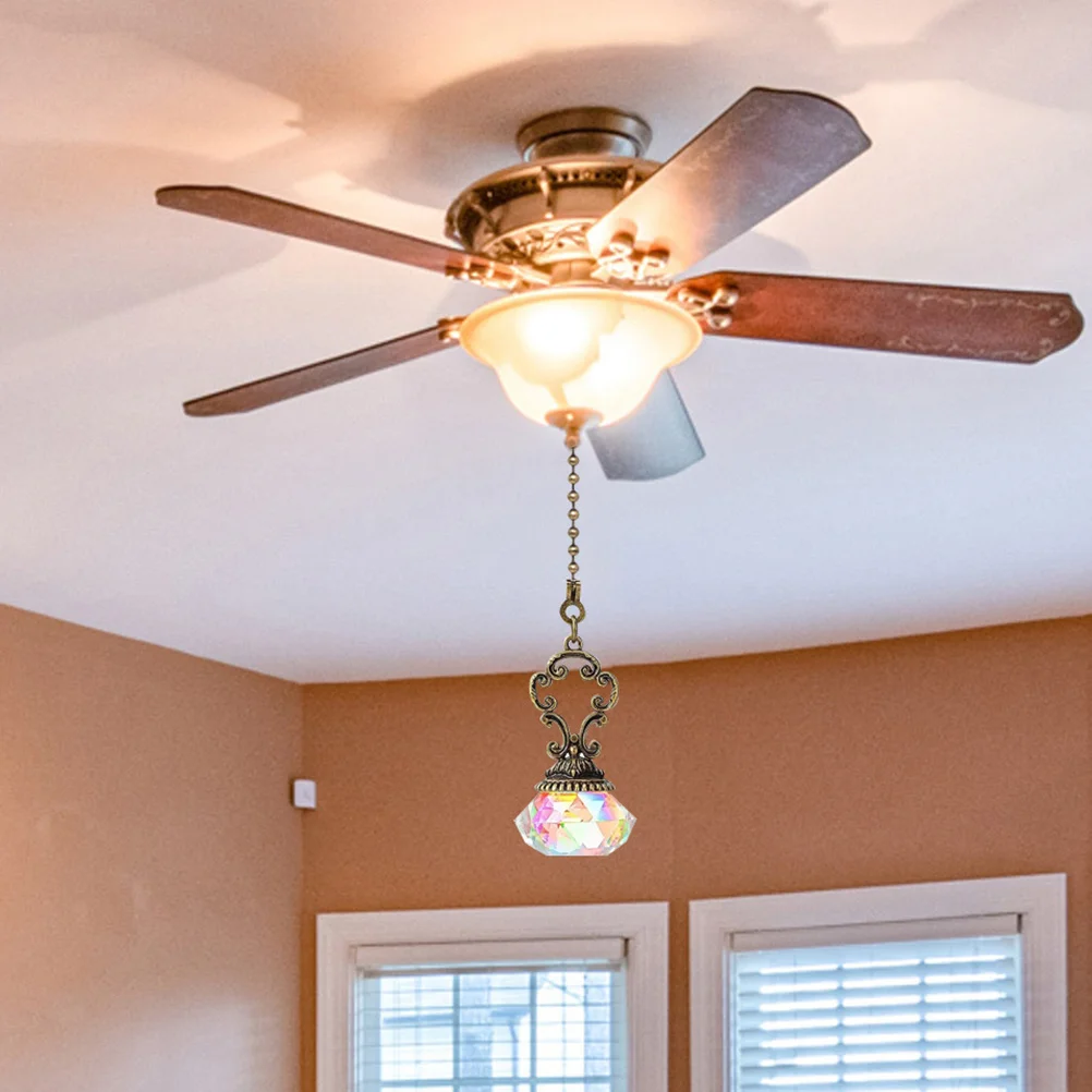 

2Pcs Crystal Ball Light Pendant Ceiling Fan Pull Chain Extender Decorative Hanging Lamp Accessory for Home Bar Cafe Shop Window