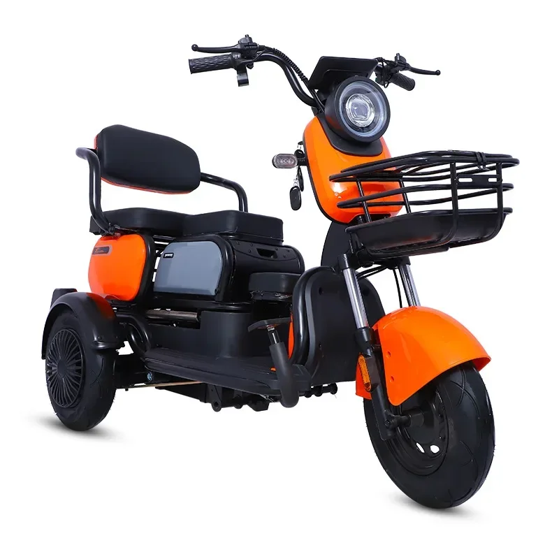 3 Wheel Electric Tricycles For Adults 1000W Parents Child Electric Scooter For Elderly With Front Rear Baskets Adjustable Seat