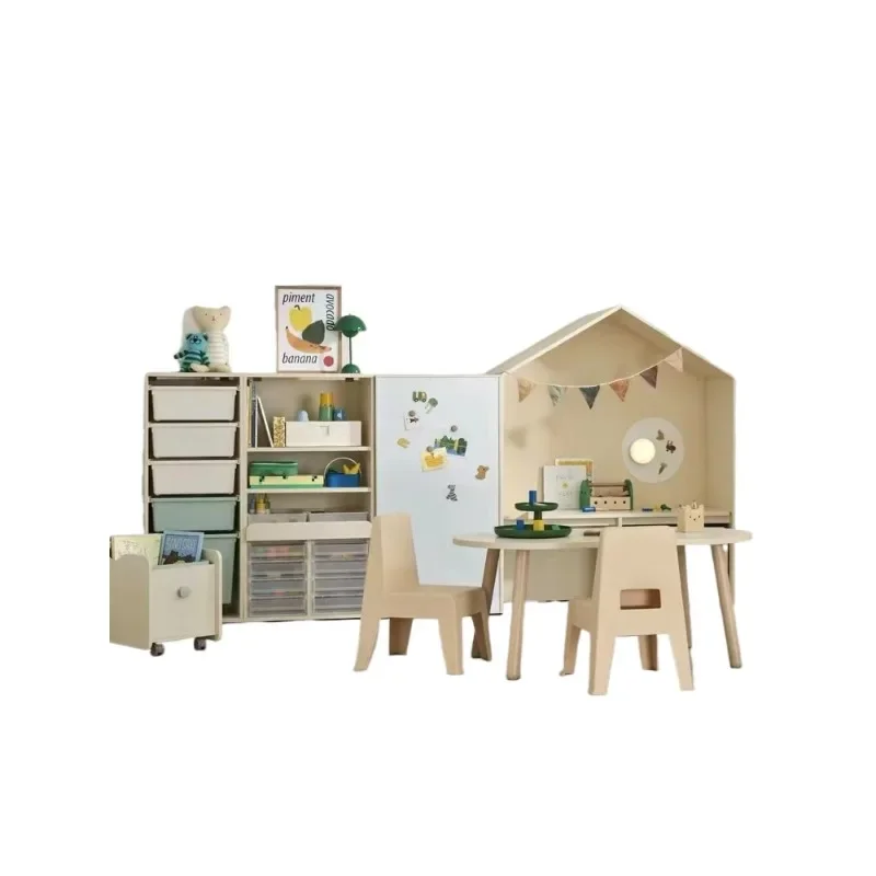 Nordic ins solid wood storage cabinet, picture book rack, stationery cabinet, whiteboard bookcase, game table, bookshelf