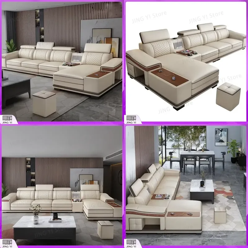 

Contemporary Modular Sectional Sofa for Living Room Leather Couch Furniture Set Sectional Sofa with Removable Covers Modern