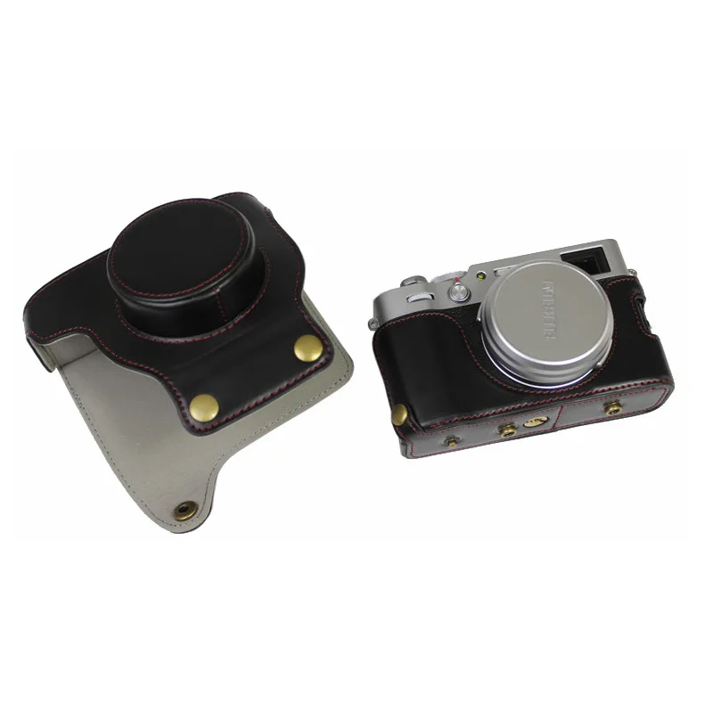 Luxo caso de couro do plutônio câmera saco de vídeo protetor de corpo inteiro para fujifilm x100v fuji X-100V capa protetora com alça de ombro