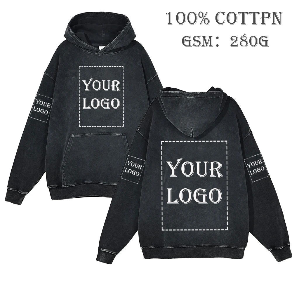 Custom Your Brand Logo Hoodies Men Women New Autumn Winter 100% Cotton Casual Top Vintage Gothic Hoodies DIY Sweatshirt