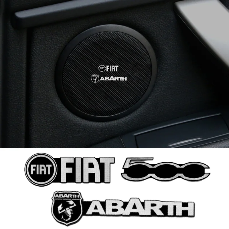 4 pegatinas de emblema de audio para coche Fiat 500 500x 124 Punto Panda Ducato Bravo Tipo Barchetta Brava Abarth 595