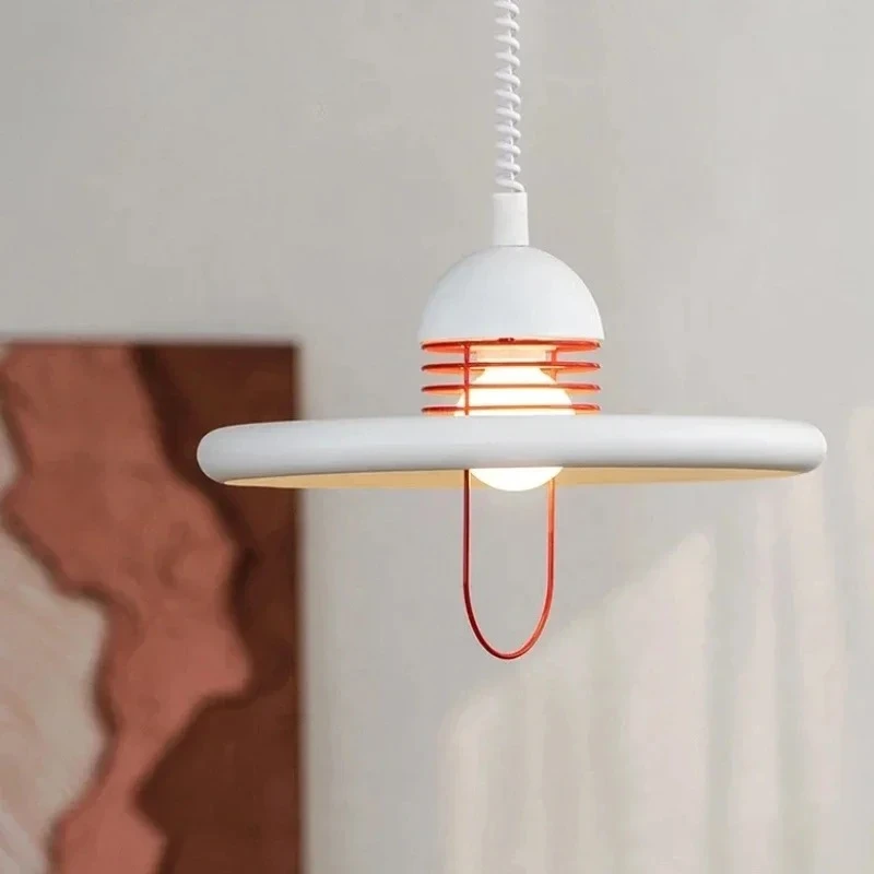 

Modern Minimalist Flying Saucer Pendant Lights White Wrought Iron Chandelier Bedroom Living Room Restaurant Kitchen Hanging Lamp