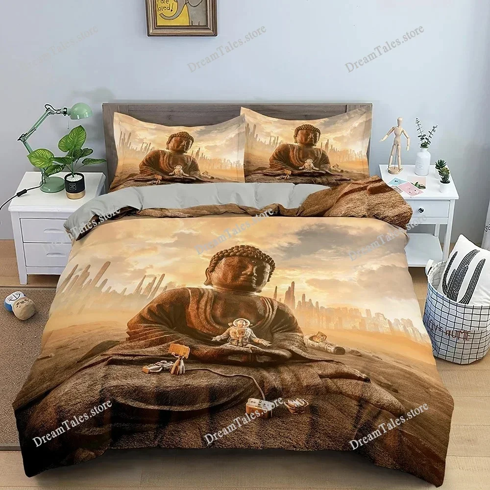 

Buddha Bedding Set 3D Bodhisattva Duvet Cover Classical Comforter Covers With Pillowcase Double Queen Size Home Textileextile