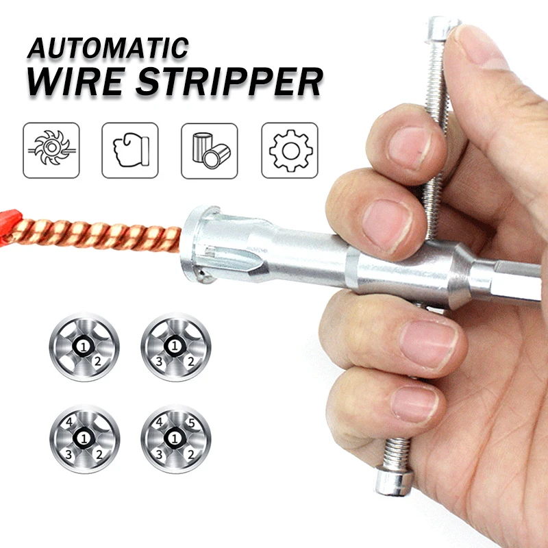 Imagem -02 - Ferramenta de Fio Torcido Automático Cabo de Linha Stripper Descascar Broca Conector de Torção Artefato de Decapagem Eletricista Ferramenta de Tira de Arame