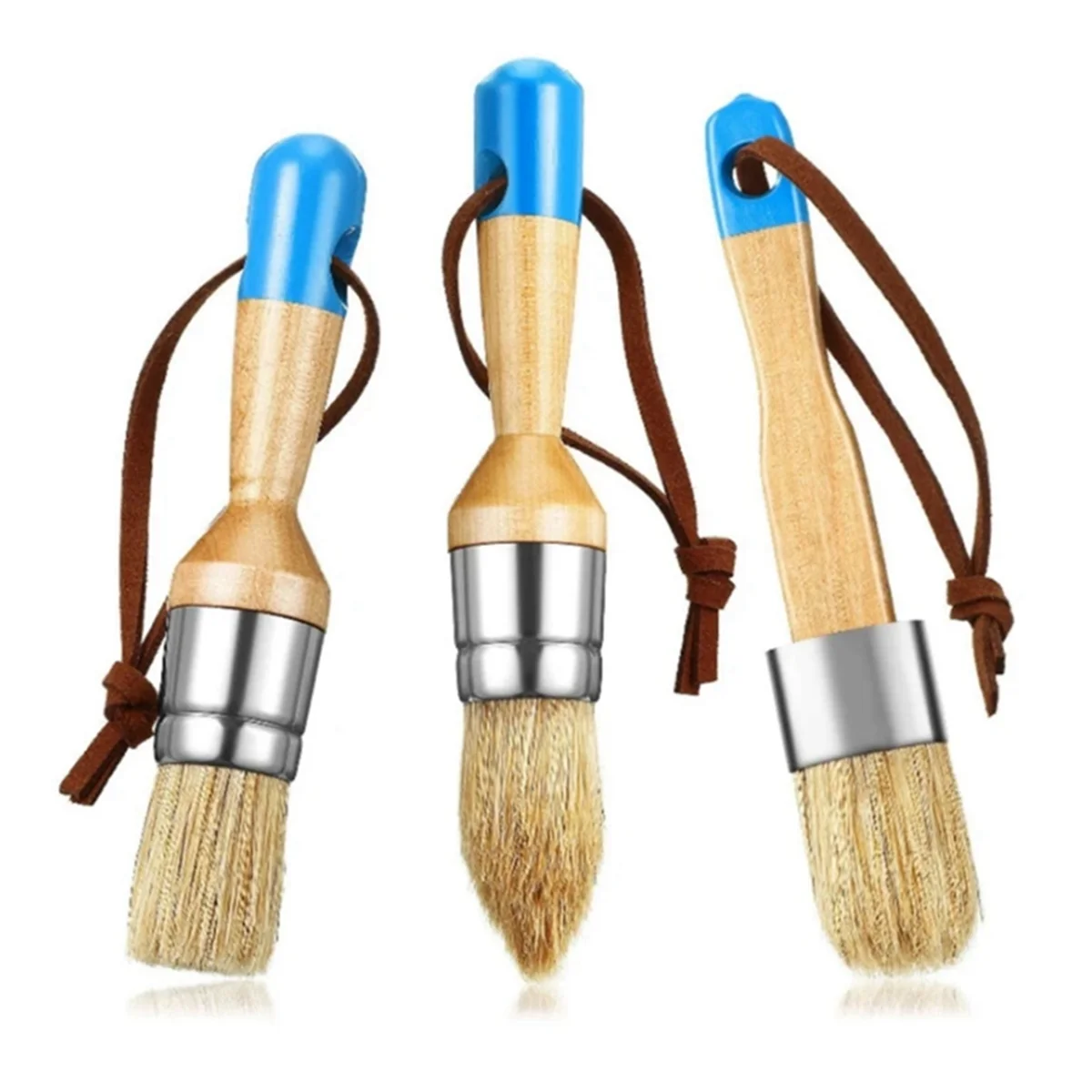 3Pcs Bristle Brush Wooden Handle Template Brush for Home Decor, Etc