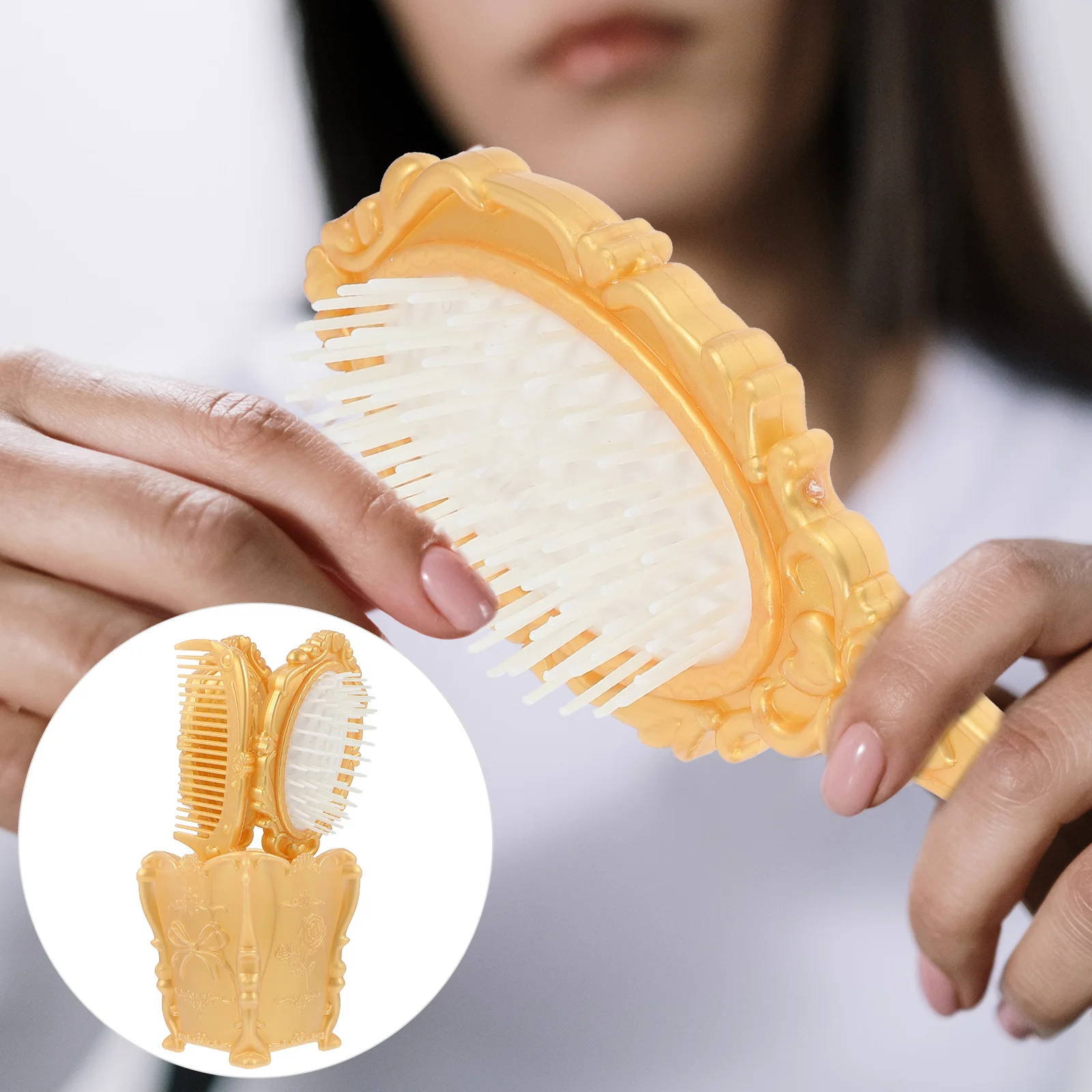 

5 Pcs Vanity Mirror Comb Set Detangling Paddle Brush Makeup Kit Air Bag Hair Holder Plastic Home Women's Crimper Tool