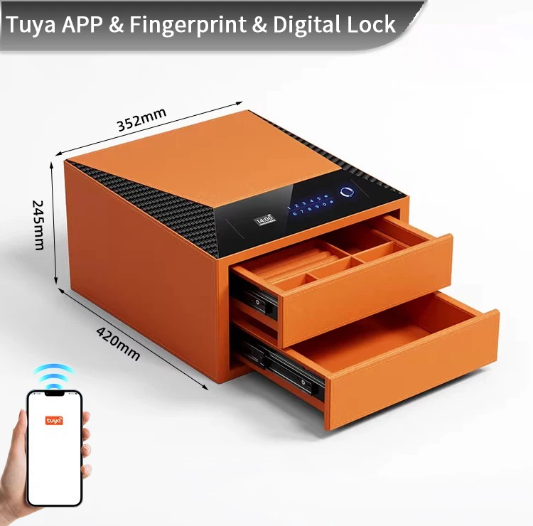 CEQSAFE Smart  WIFI  Fingerprint Password Drawer Safe Box Hardware Watch Storage Box Digital Luxury Jewelry Biometric Lock Box