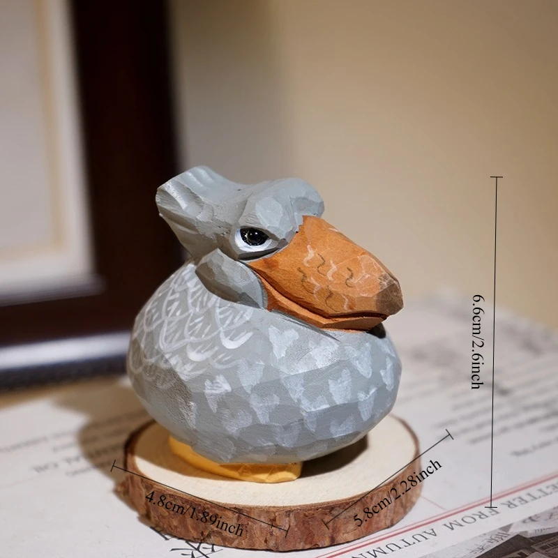 1PC Hippo Crocodile Handcraft Wood Bird Sculpture Avian Figurine Office Bookshelf Table Decoration Ornament Nature Inspired Gift