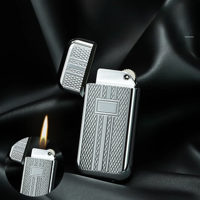 

Ultra Thin Fingertip Mini Grinding Wheel Ignition and Inflation Lighter, Creative Deep Carved Pattern Open Flame Lighter
