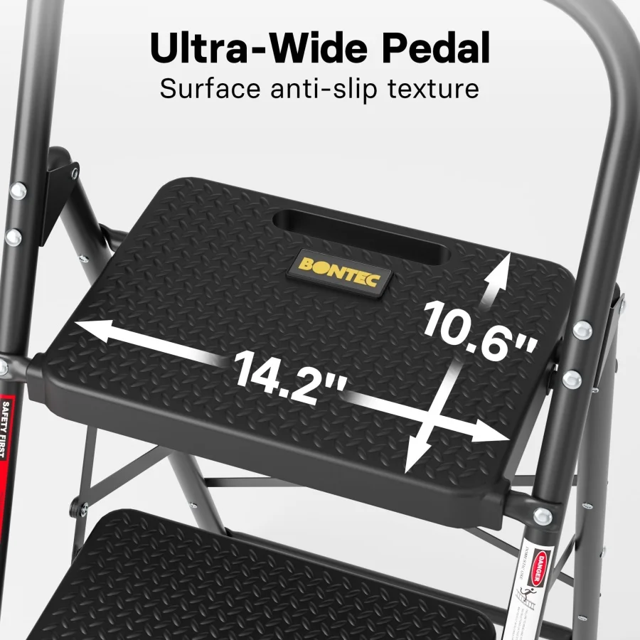 

Трехступенчатая лестница, складная стремянка, максимальная нагрузка 600 фунтов, прочная сталь, нескользящие ступеньки, легкая, портативная стальная лестница.