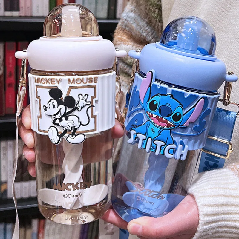 

Cartoon Cute Children's Straw Cup Mixing Cup School Portable Water Cup Plastic Cup Adjustable Shoulder Strap