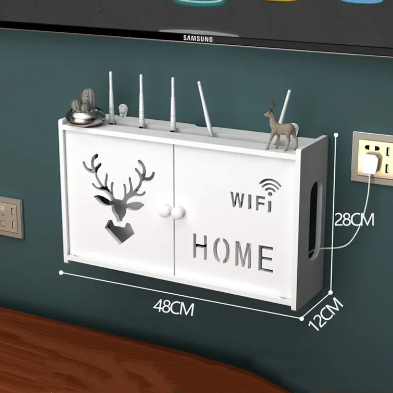 New Free Shipping Wireless Wifi Router Shelf Punch-free Storage Box Cable Power Plus Wire Bracket Wall Hanging Plug Board