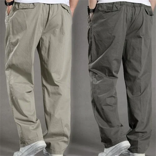 Imagen 2 del producto Pantalones Cargo para Hombre, ropa de trabajo de algodón para verano y primavera, pantalones de chándal informales de talla grande para escalar, pantalones de otoño para Hombre