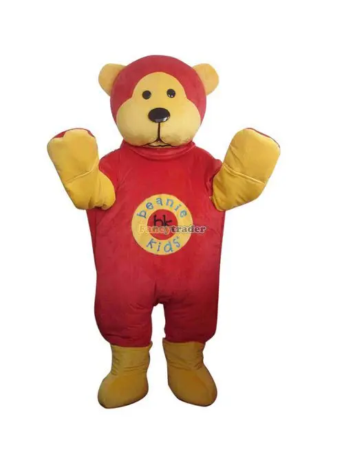 Costume de mascotte ours rouge pour adultes, robe d'halloween de noël, accessoires complets, nouvelle collection