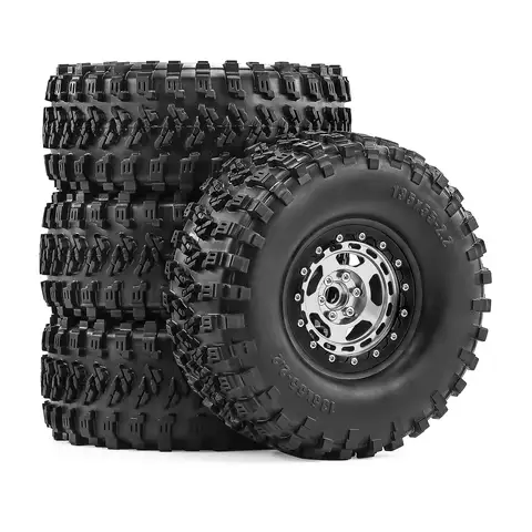 Pneumatici cingolati RC da 4 pezzi da 2,2 "con ruote Beadlock Adattatore esagonale da 12 mm Installazione semplice per cingolato Axial SCX10 TRX4 TRX6 Gen8 scala 1/10