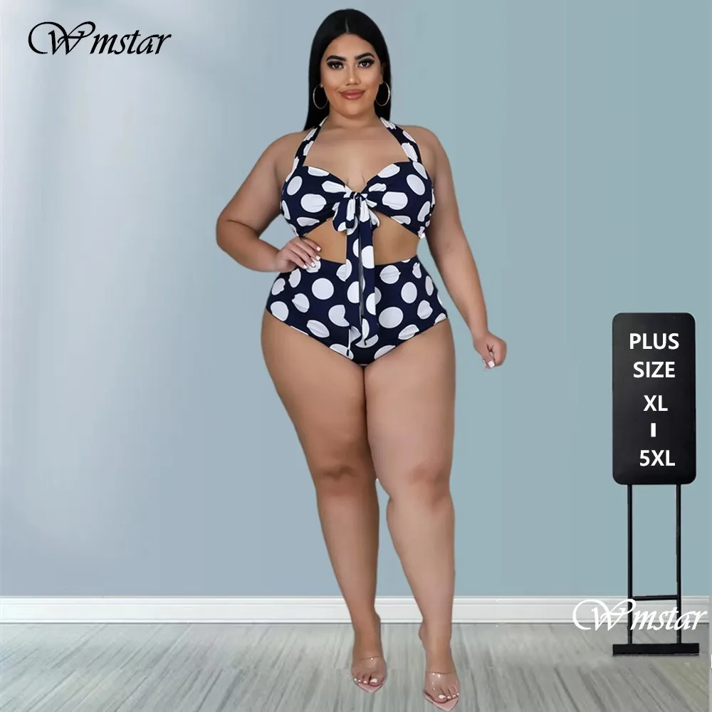 Wmstar Plus Size Bikinis Sets Wholesale Swimsuit Women Two Piece Set Bra and Shorts Set Sexy Beach New Bathing Suit Dropshipping