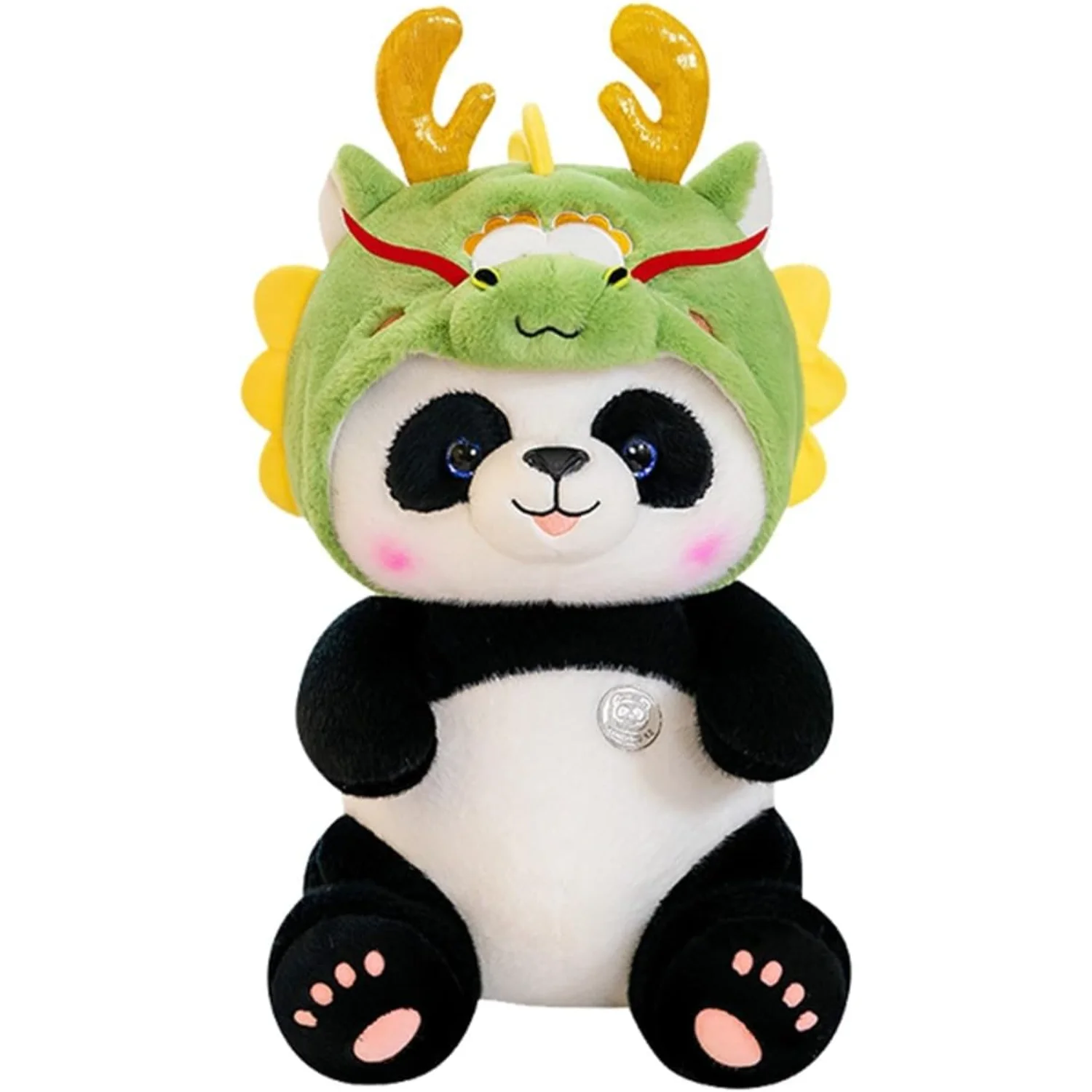 Pickles Plush Year of The Dragon Panda Dragon  Doll  Sofa Cushion Backrest Panda Dragon Plush Toy Doll Scourge Plush (White, One