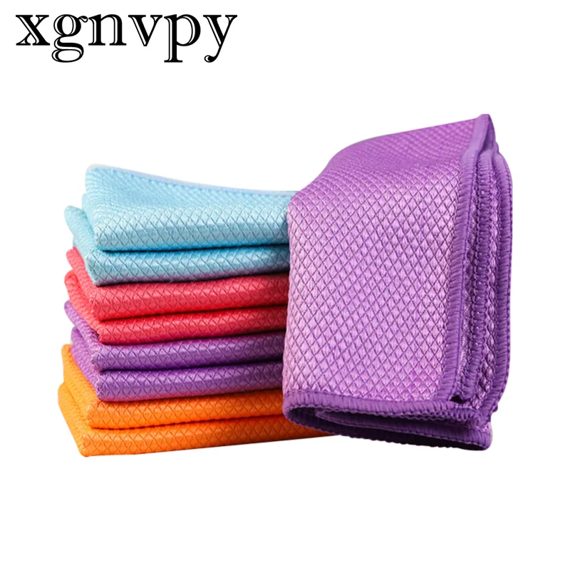 xgnvpy Traceless Microfiber Windows Car Mirror Polishing Fish Scale Cloth Soft Lint Free Reusable Cleaning for  Automobiles