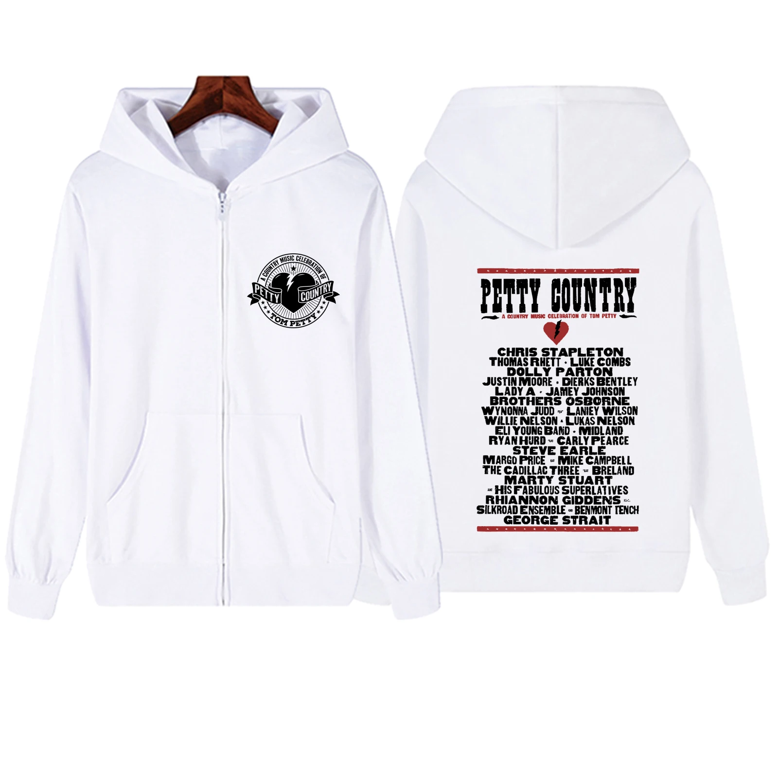 Various Artists Petty Country 2024 Zipper Hoodie Harajuku Pullover Tops Streetwear V-Neck Sweatshirts Unisex Music Fans Gift