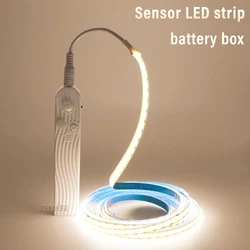 LED COB 스트립 조명 모션 센서 포함, DC5V 주방 캐비닛 램프 테이프, 유연한 배터리 테이프, 따뜻한 내추럴 화이트