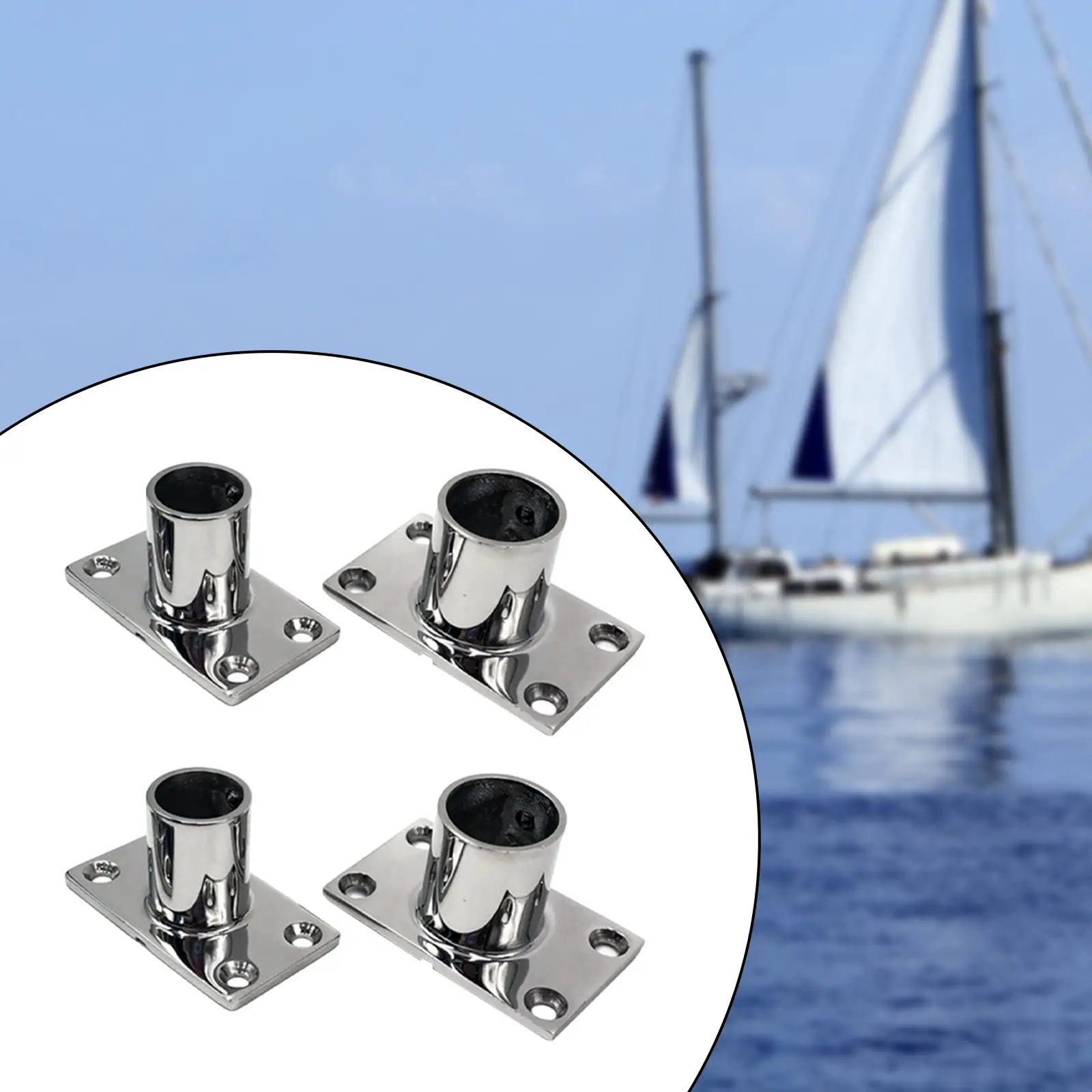 4Pcs Boat Hand Rail Base Sturdy Rectangular Base Heavy Duty Boat Hand Railing Fittings Marine Hardware 316 Stainless Steel