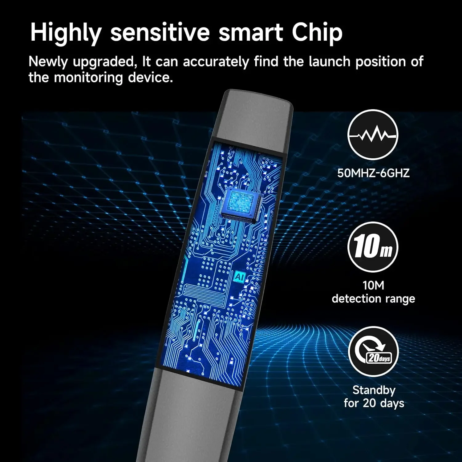 Детектор скрытой камеры TINSOL - устройство против наблюдения / GPS-трекер / детектор с вибрационной и звуковой сигнализацией, беспроводной сканер