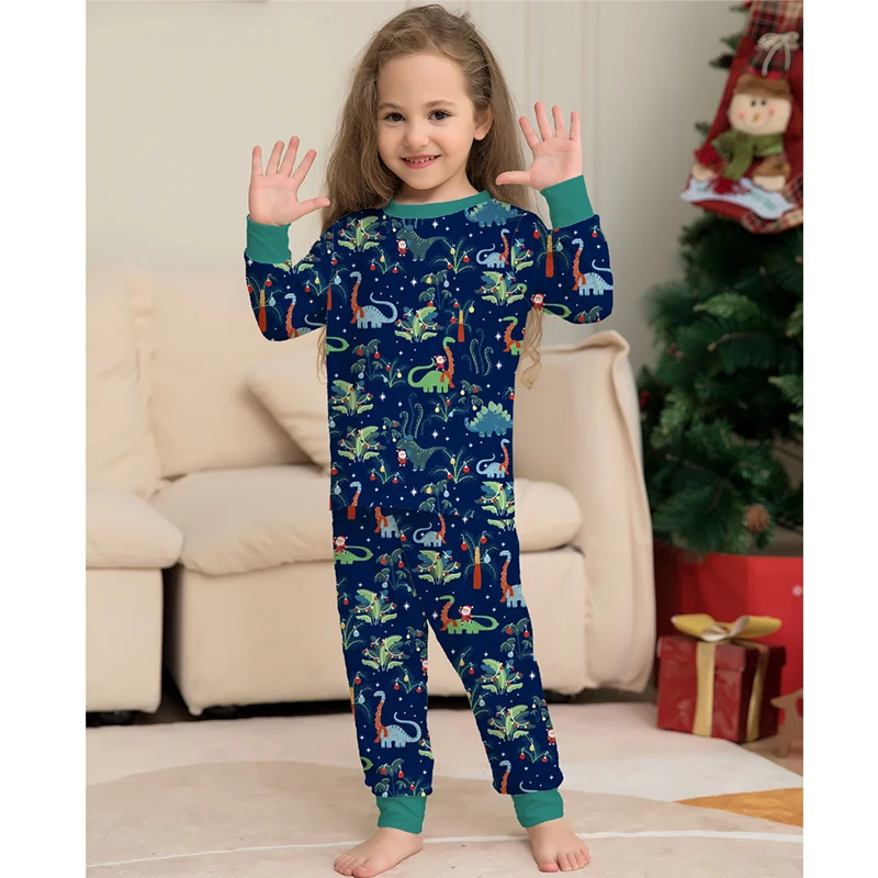 Christmas Matching Pajamas Family Outfits 2023 New Year Father Mother Kids Dinosaur Family Look Sleepwear Pyjamas Clothes Sets