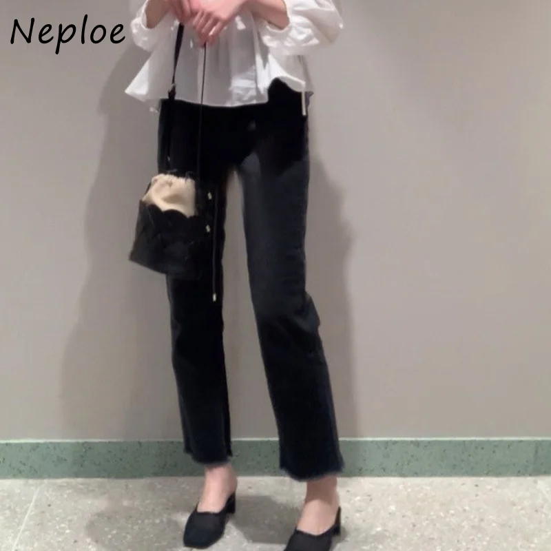 

Neploe Work Style Ol Denim Pants Women High Waist Hip Straight Trousers Spring Summer 2024 New All Match Pantalones Mujer