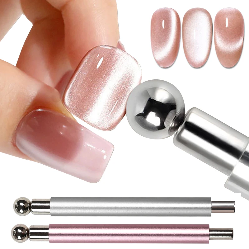 1pcs Nail Cat Eye Magnetic Ball with Nail Magnetic Stick Tool Set Double-head Strong Magnet Pen 3D Cat Eye Gel Nail Supplies