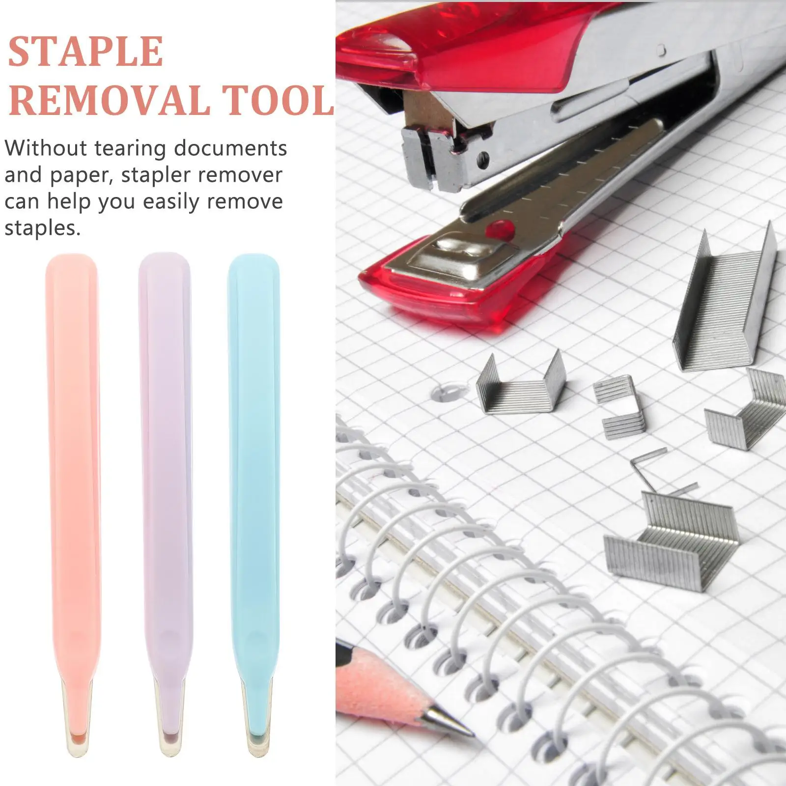 3pcs Magnetic Remover Curved Stapler Labor Saving Office Staple Removers Puller Multi use Office Metal Heavy Duty Tool