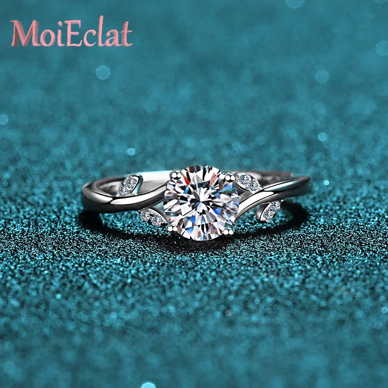 

Luxury 1ct Moissanite Leaf Wedding Ring for Women, Sparkling Four Claw Setting Platinum PT950 Rings Stylish Jewelry Lover Gifts