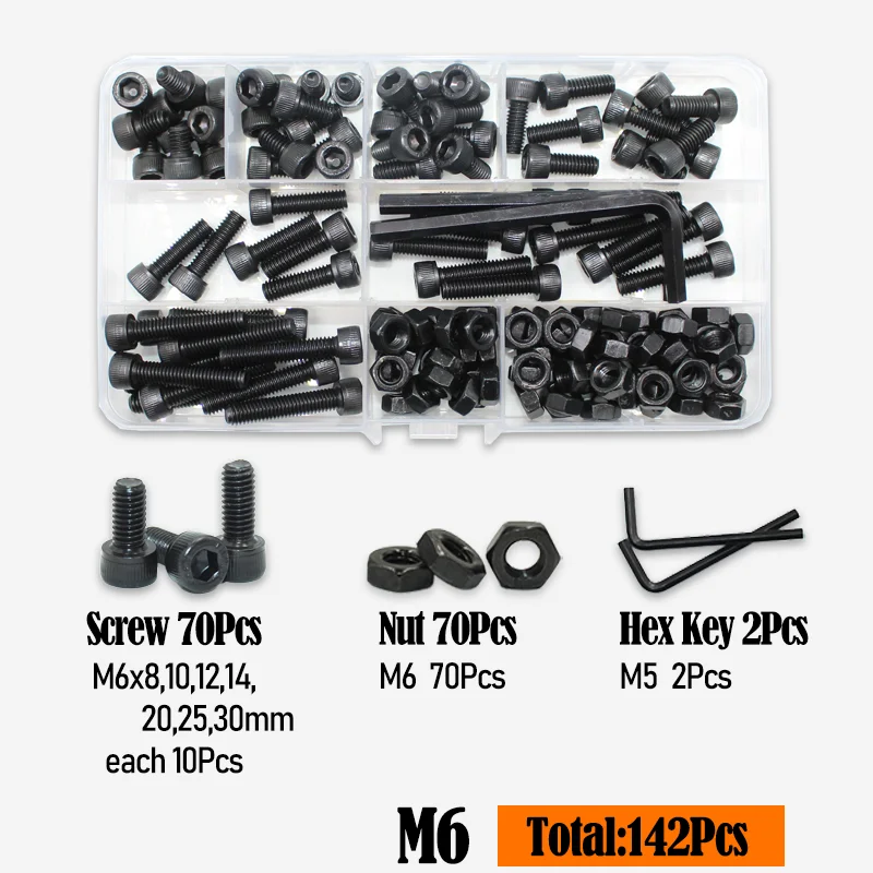 2500 Sechs kant Inbus Innen sechs kant schraube Kopfs ch raube m2 m2, 5 m3 m4 m5 m6 schwarz 2,5 Grad Kohlenstoffs tahl Schrauben Mutter Unter leg scheibe Sortiment – Detail 11