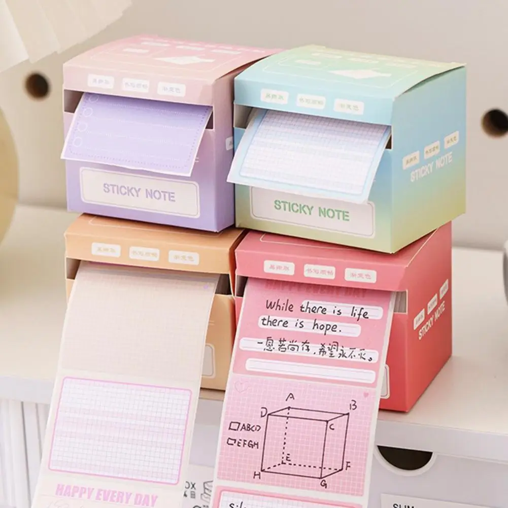 กระดาษโน้ตติดกาวพร้อมเทปแบบดึงออกบรรจุกล่องกระดาษโน้ต256แผ่นกาวแบบเต็มแผ่นพร้อมเทปดึงออกสำหรับจัดระเบียบ