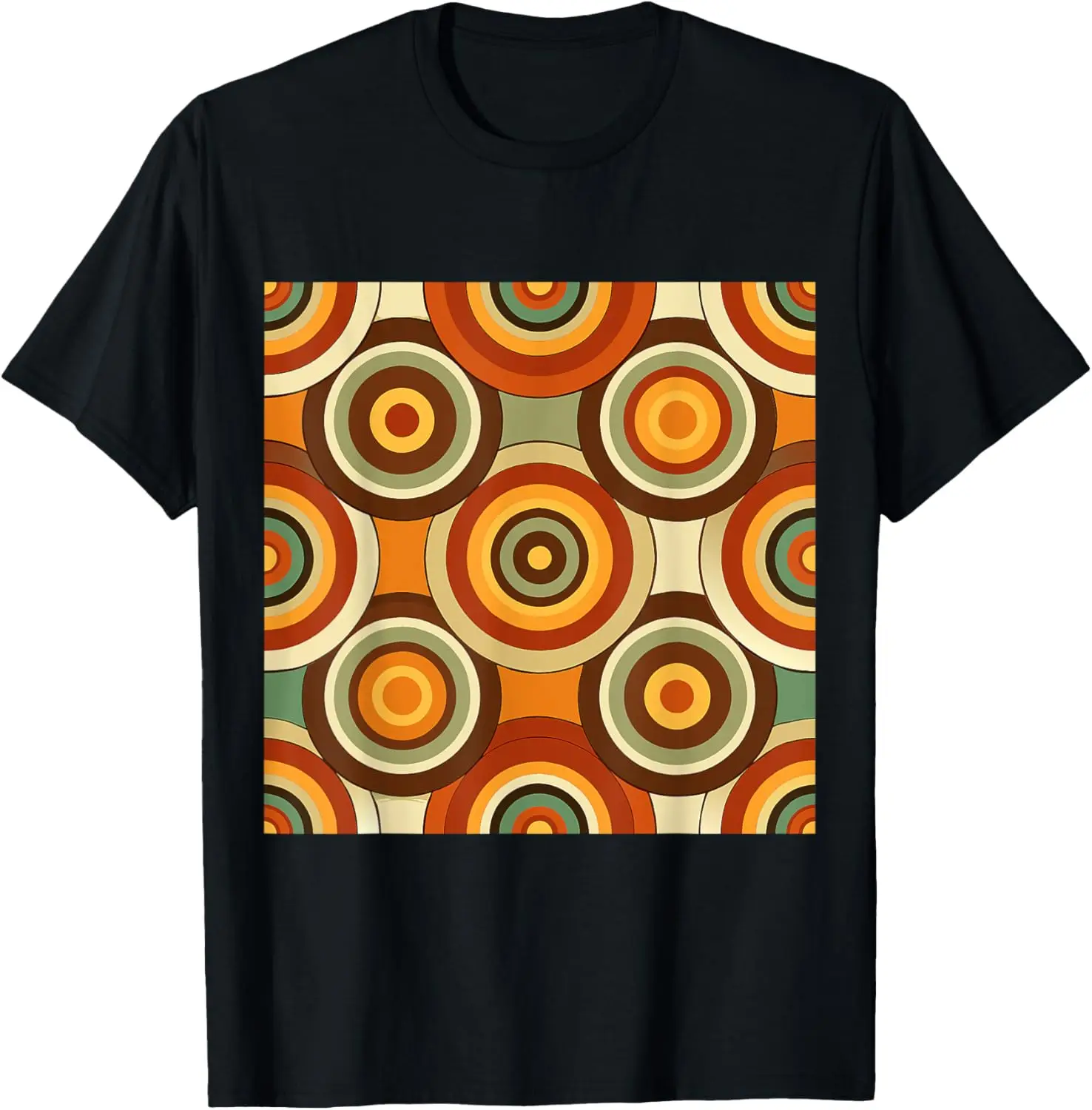 

Retro Concentric Circles Geometric Pattern Orange and Brown T-Shirt