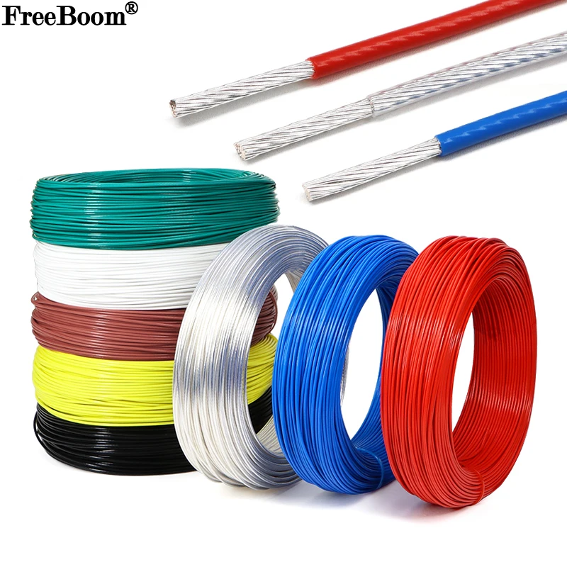 2/5/10m PTFE Electronic Wire Silver Plated FEP Insulated High Purity OFC 30AWG ~ 17AWG Audio Headphone HiFi Signal Copper Cable