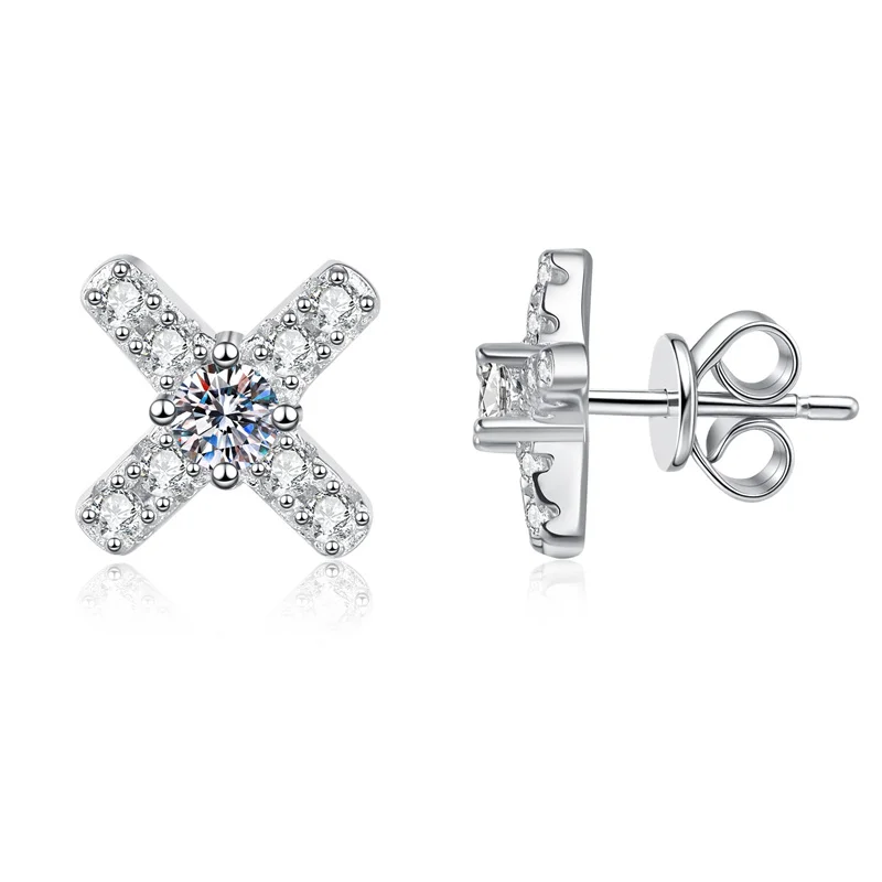 

ZFSILVER классические модные серьги из серебра S925, модные белые серьги с муассанитом и буквой X, подвески, женские ювелирные аксессуары, подарки для вечеринок E289